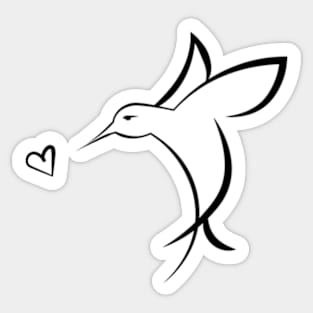 Hummingbird with heart Sticker